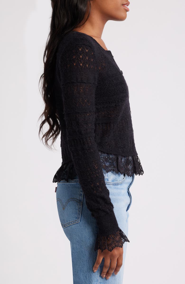 LoveShackFancy Norden Embroidered Lace Alpaca Blend Crop Cardigan, Alternate, color, 