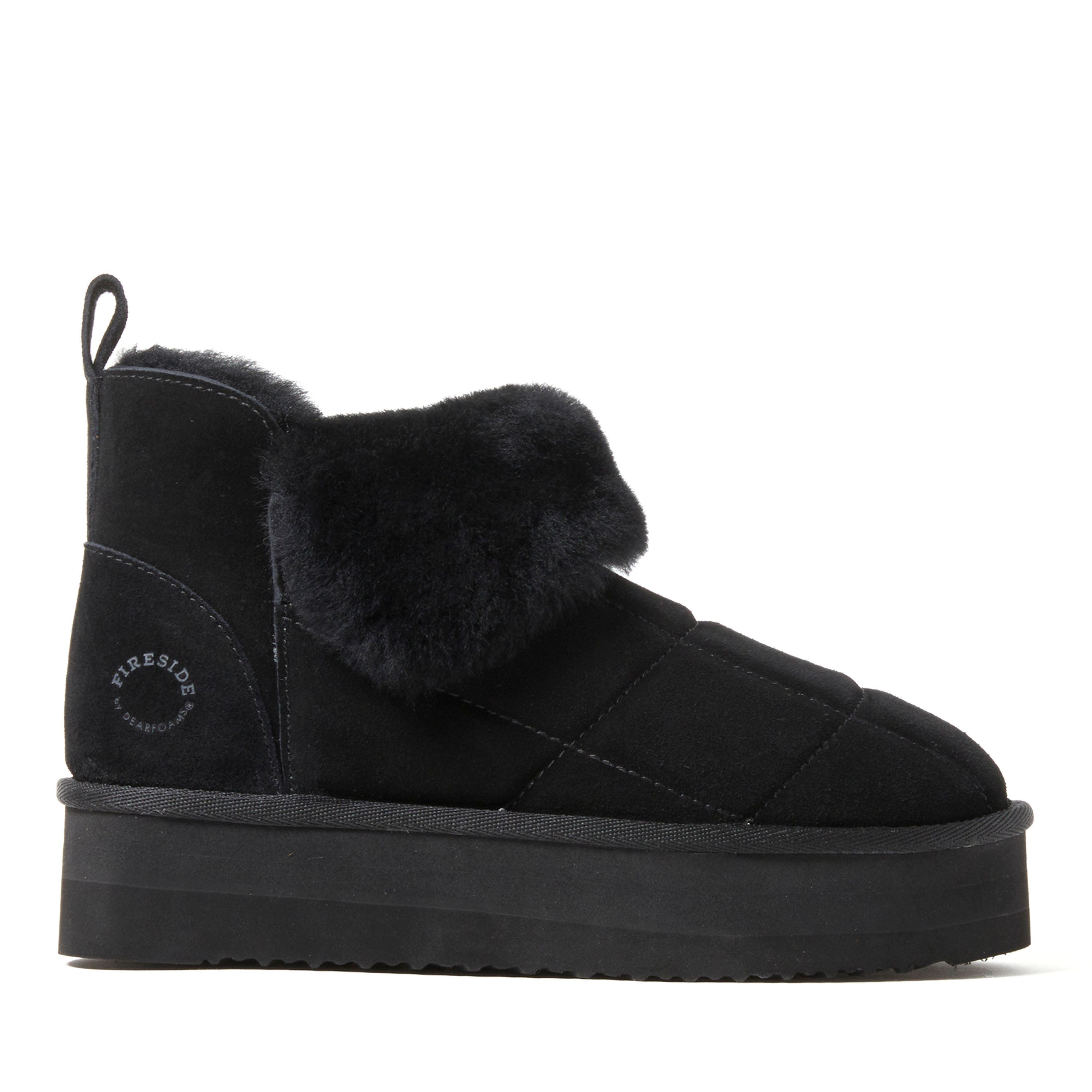 DEARFOAMS Fireside Bayswater Genuine Shearling Quilted Platform Bootie, Alternate, color, Black
