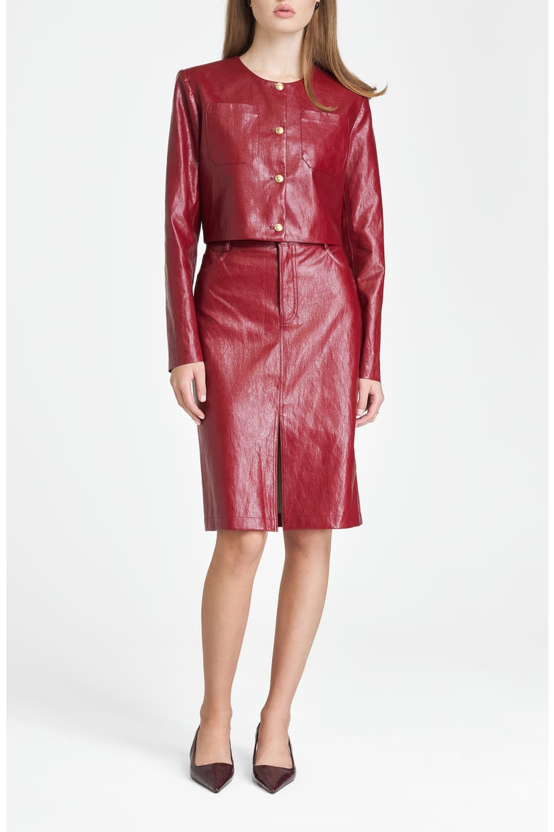Margaux Faux Leather Crop Jacket, Alternate, color, BURGUNDY