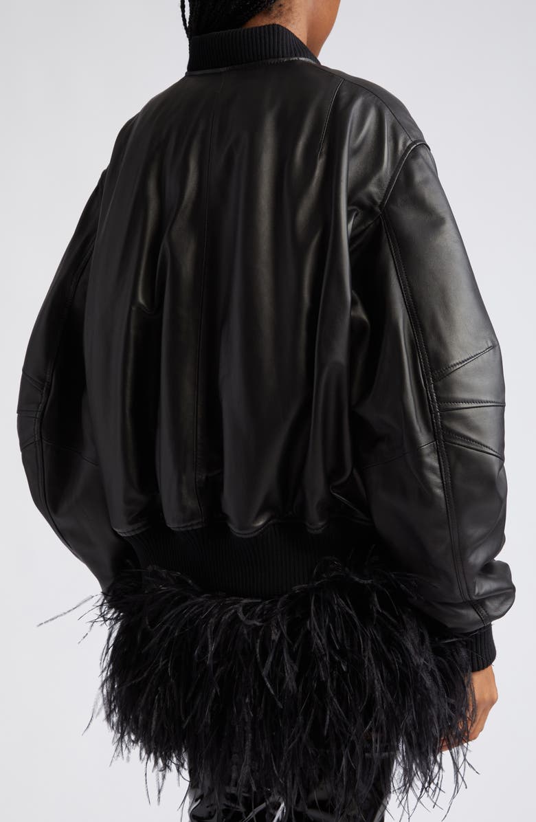 The Attico Anja Punk Oversize Leather Bomber Jacket, Alternate, color,