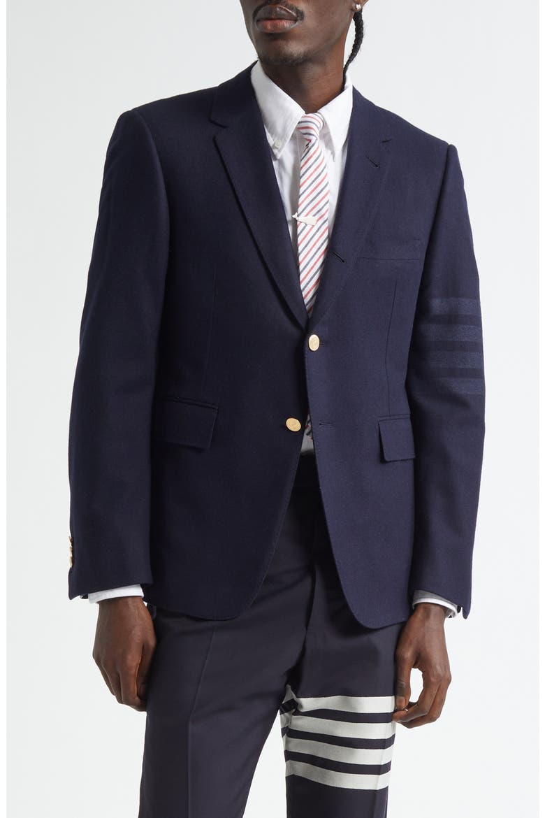 4-Bar Wool & Cashmere Flannel Sport Coat, Main, color, NAVY