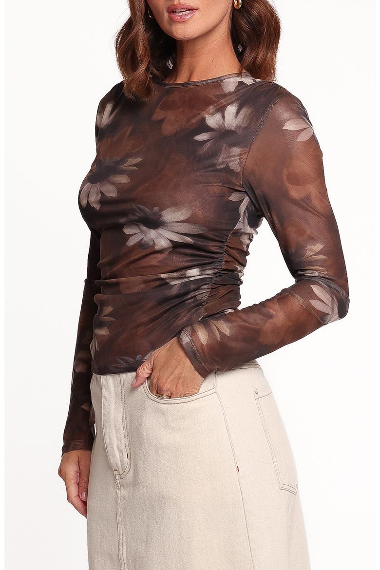 Sayber Floral Mesh Top, Alternate, color, BROWN FLORAL