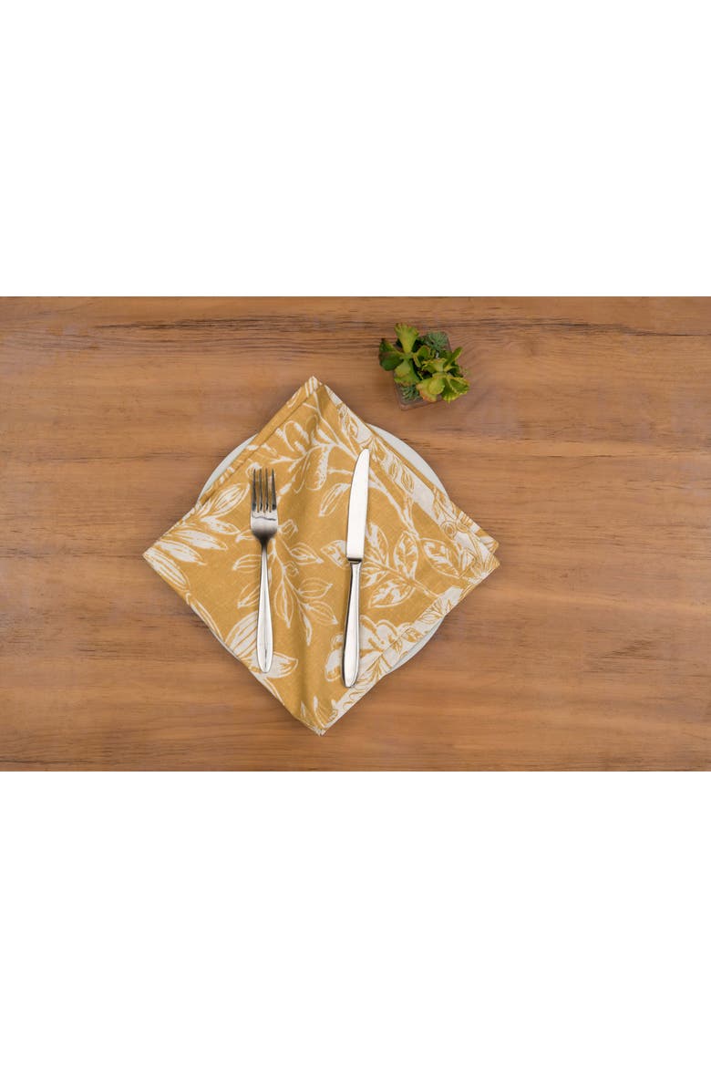 Everview Gold Botanical 100% Cotton Set of 6 Cloth Napkins, Alternate, color, Gold