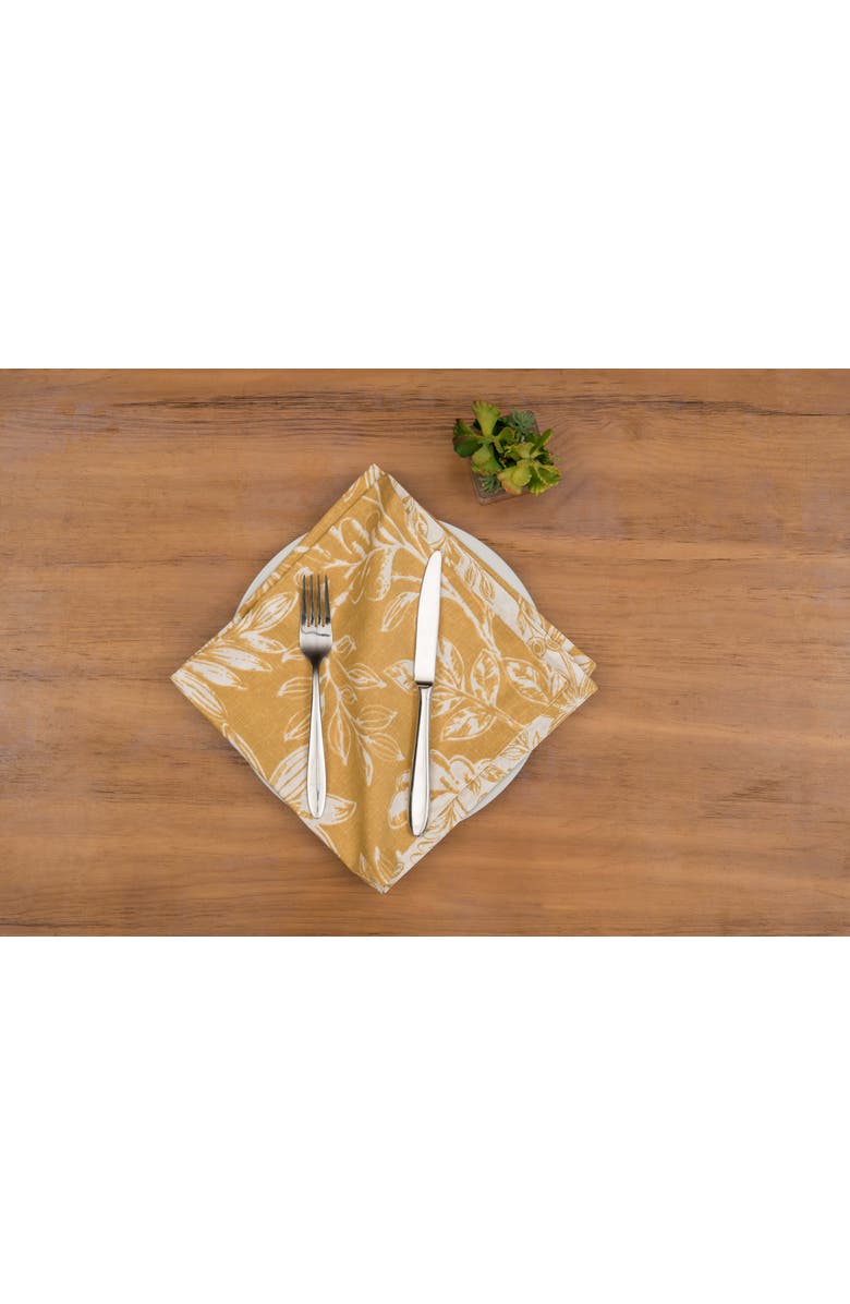 C&F Home Everview Gold Botanical 100% Cotton Set of 6 Cloth Napkins, Alternate, color, Gold