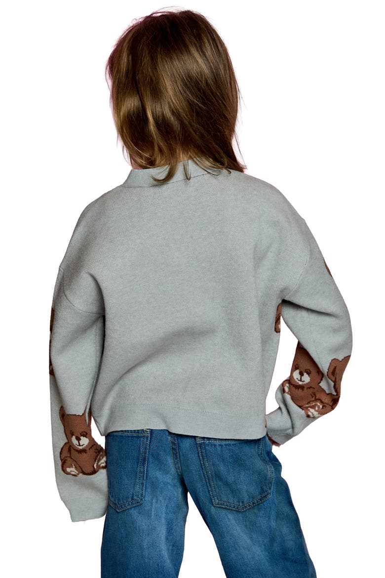 Kids' Bear Cardigan, Alternate, color, LIGHT GREY HEATHER COMBO