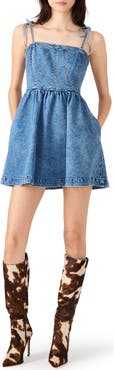 Steve Madden Meaghan Tie Strap Denim Minidress