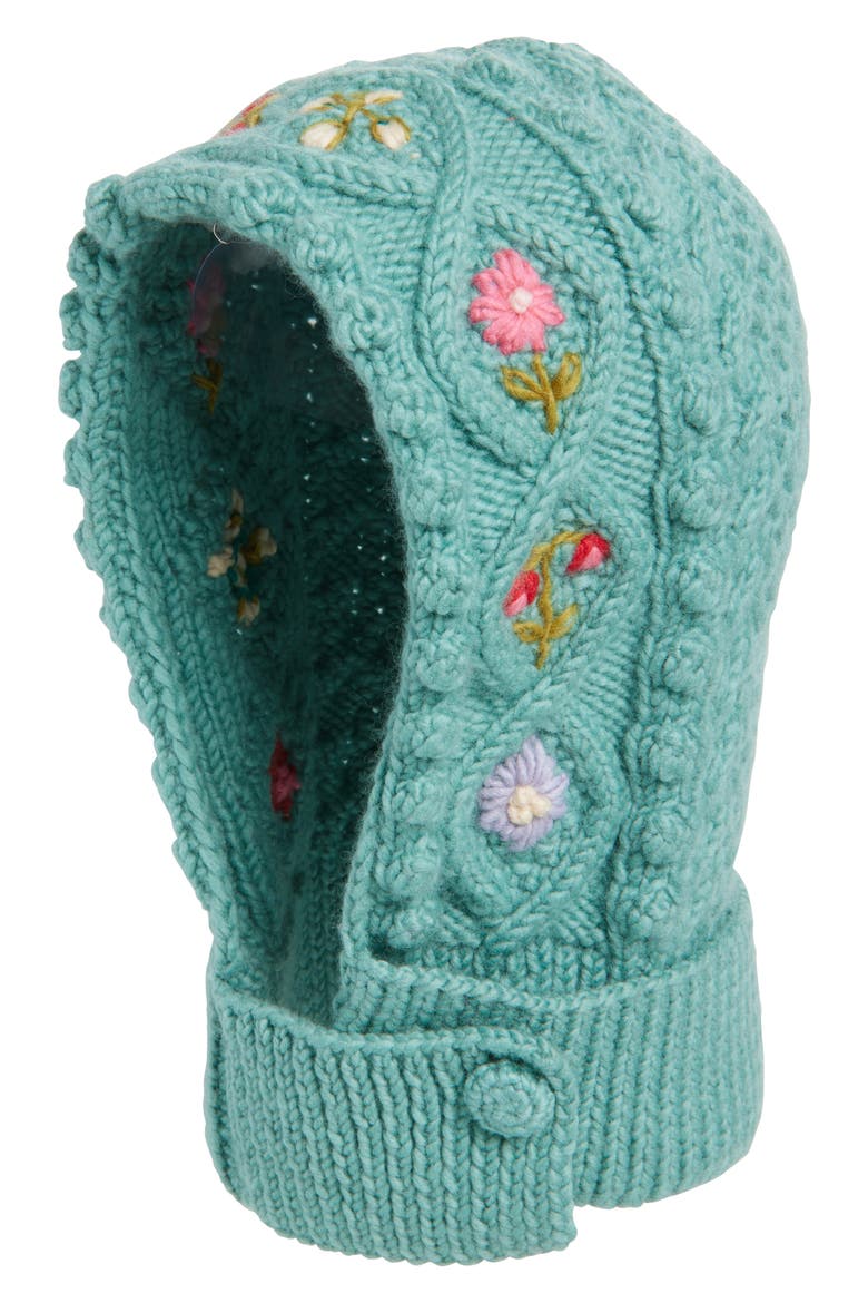Tilly Embroidered Wool Hood, Main, color, TURQUOISE