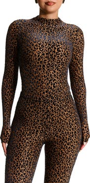 Naked Wardrobe Burnout Velvet Long Sleeve Bodysuit
