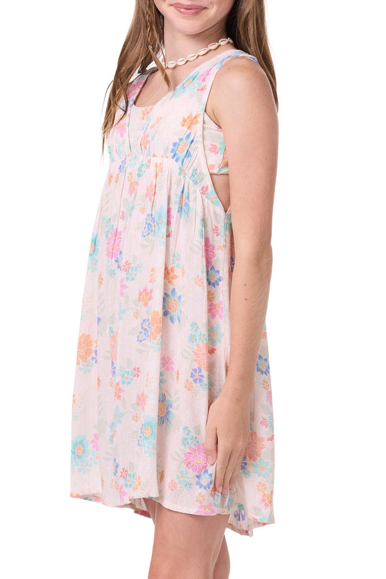 Kids' Leafy Floral Dress, Alternate, color, TAPIOCA
