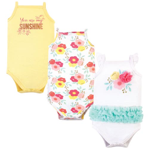 Little Treasure Babies' 3pk Sleeveless Bodysuits In Yellow
