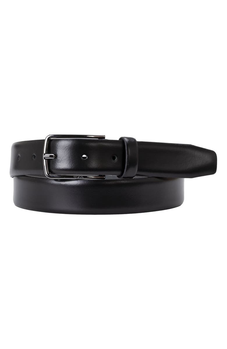 BOSS Chuck Polished Leather Belt, Main, color, 