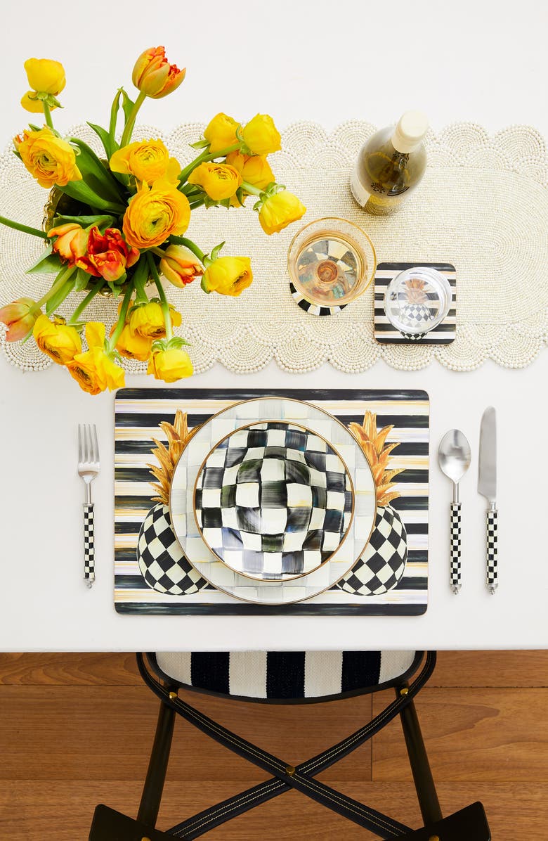 MACKENZIE CHILDS Courtly Checks Set of 4 Enamel Breakfast Bowls, Alternate, color, 