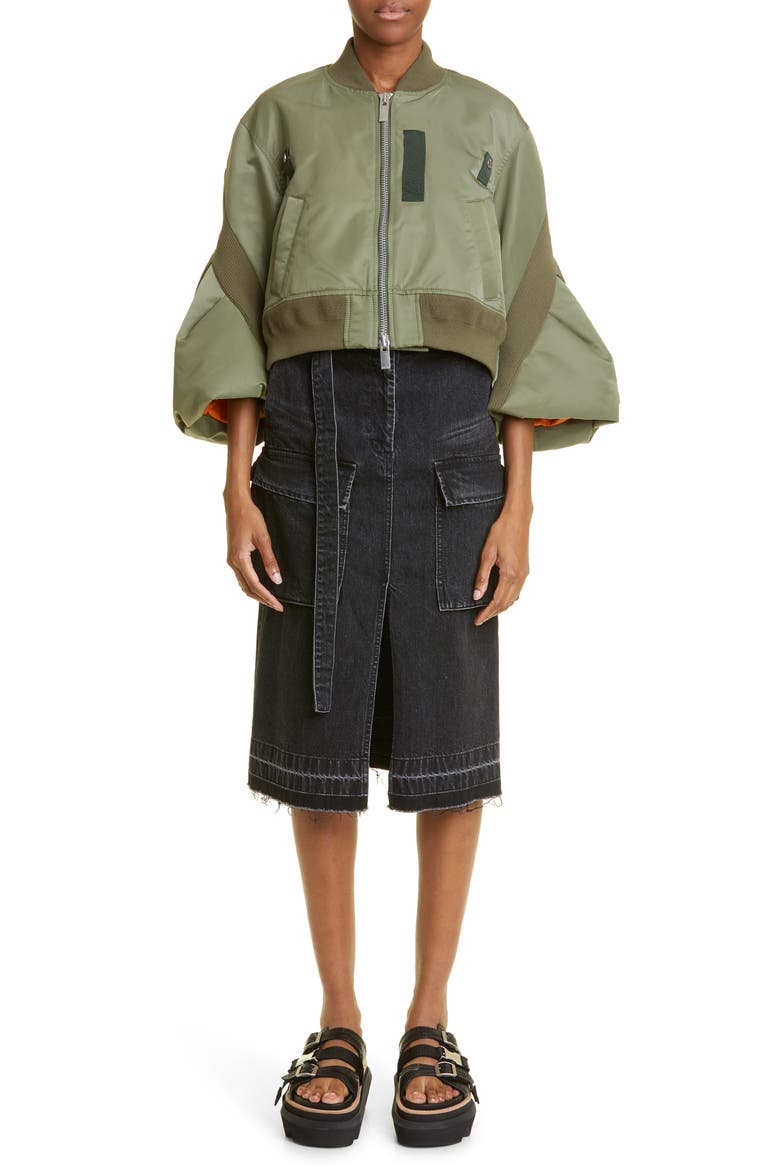 Belted Denim Cargo Skirt, Alternate, color, BLACK