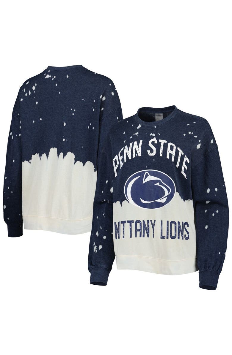 GAMEDAY COUTURE Women's Gameday Couture Navy Penn State Nittany Lions Twice As Nice Faded Dip-Dye Pullover Sweatshirt, Alternate, color,