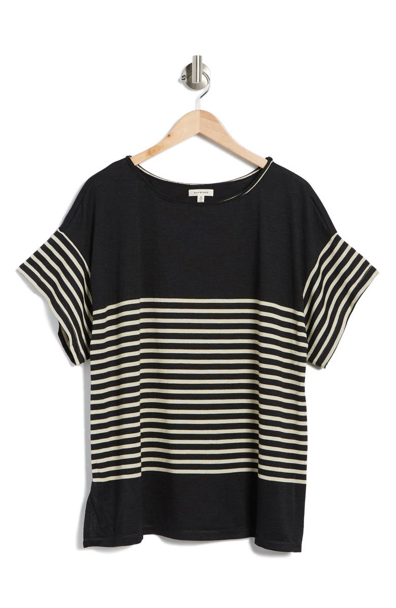 MAX STUDIO Stripe Short Sleeve Top, Alternate, color,
