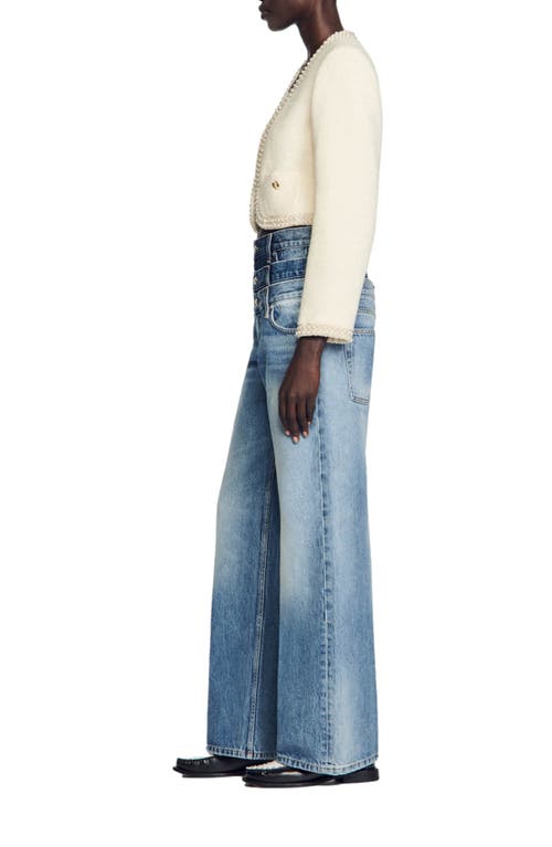 Sandro Vayene Bracelet Sleeve Crop Jacket In Ecru