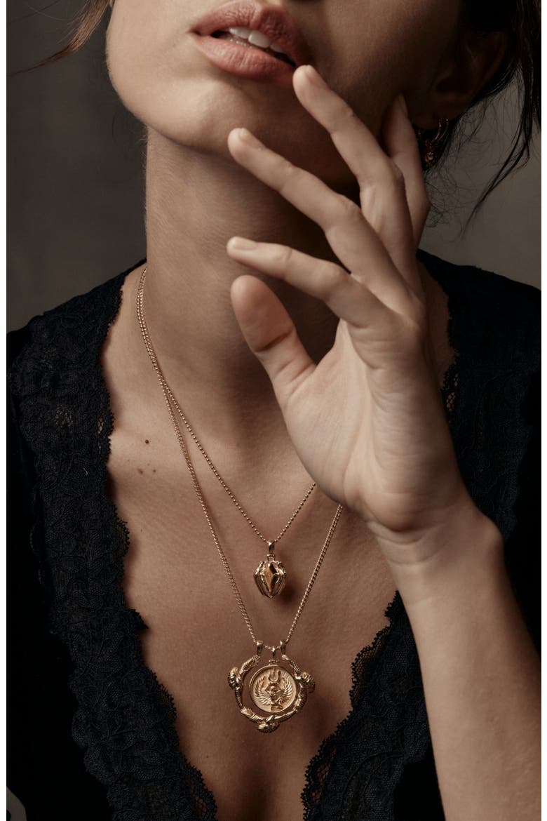 Raven Prism Pendant Necklace, Alternate, color, METALLIC GOLD