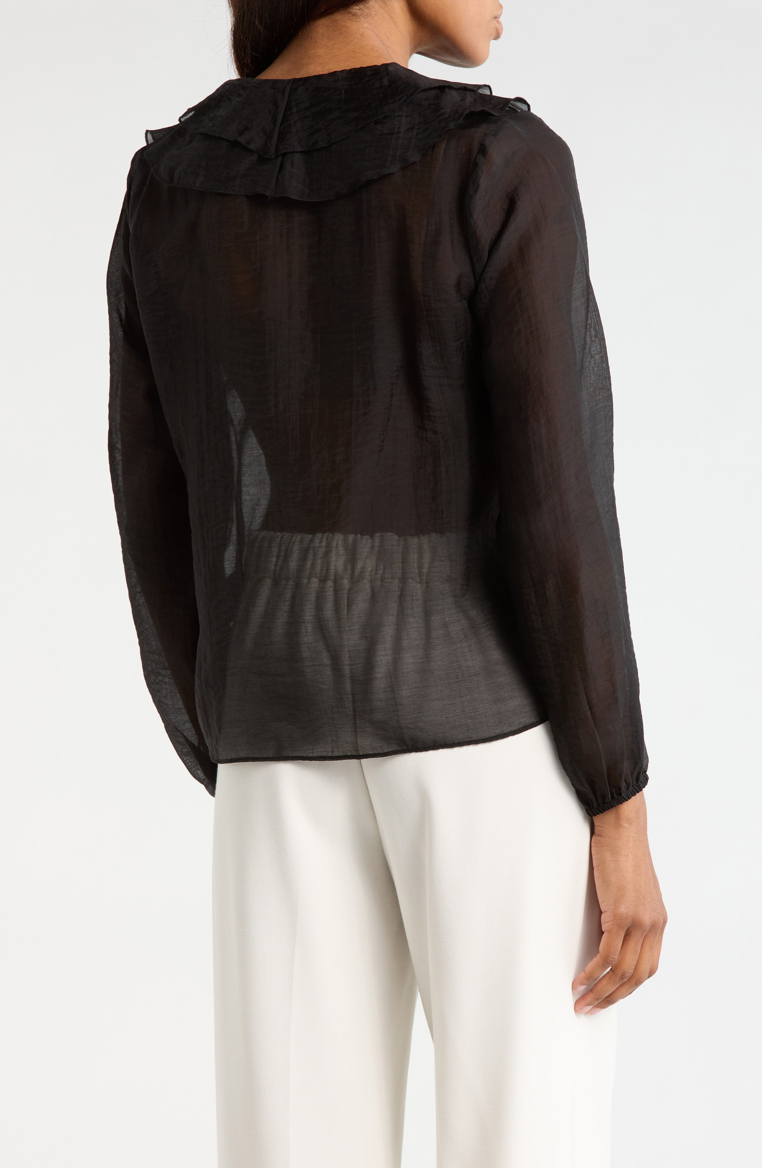 Ruffle V-Neck Long Sleeve Top - image 2
