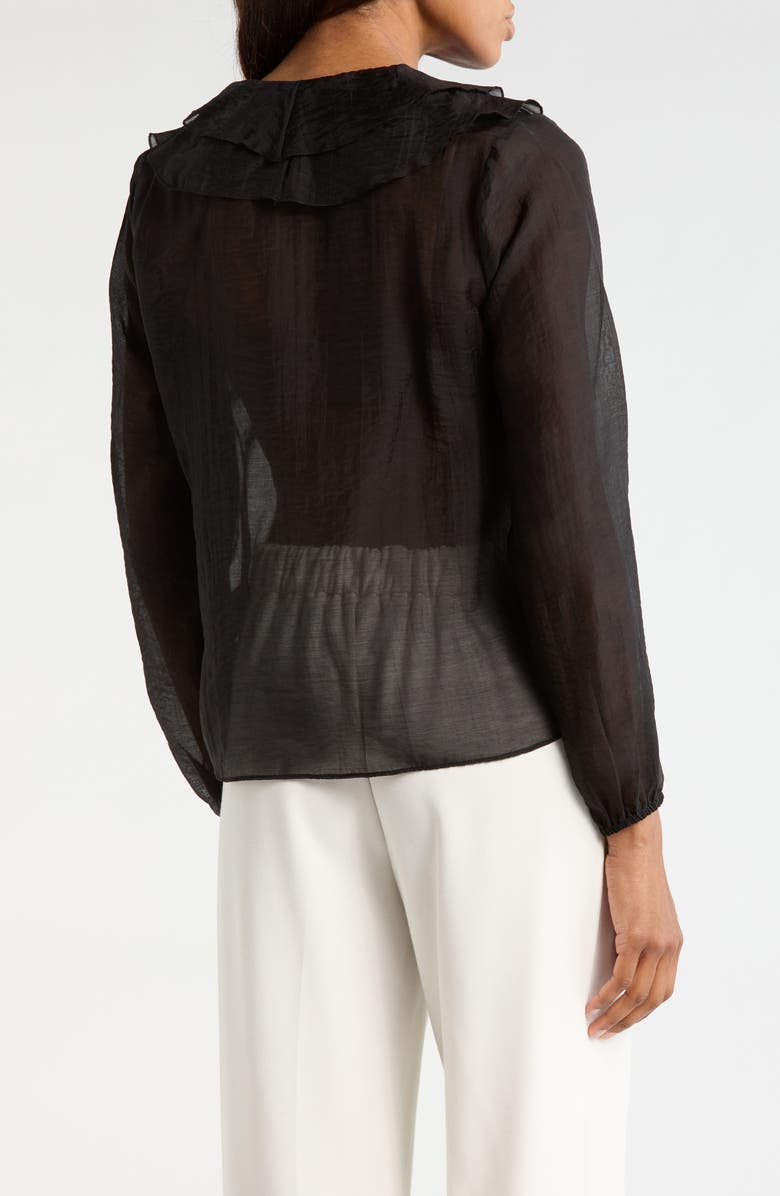 JASON WU Ruffle V-Neck Long Sleeve Top, Alternate, color, Black