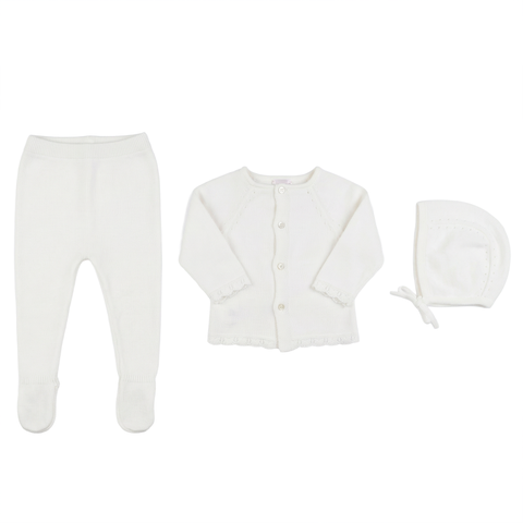Diamond Knit Short Sleeve Top, Pants and Bonnet Set (Baby)