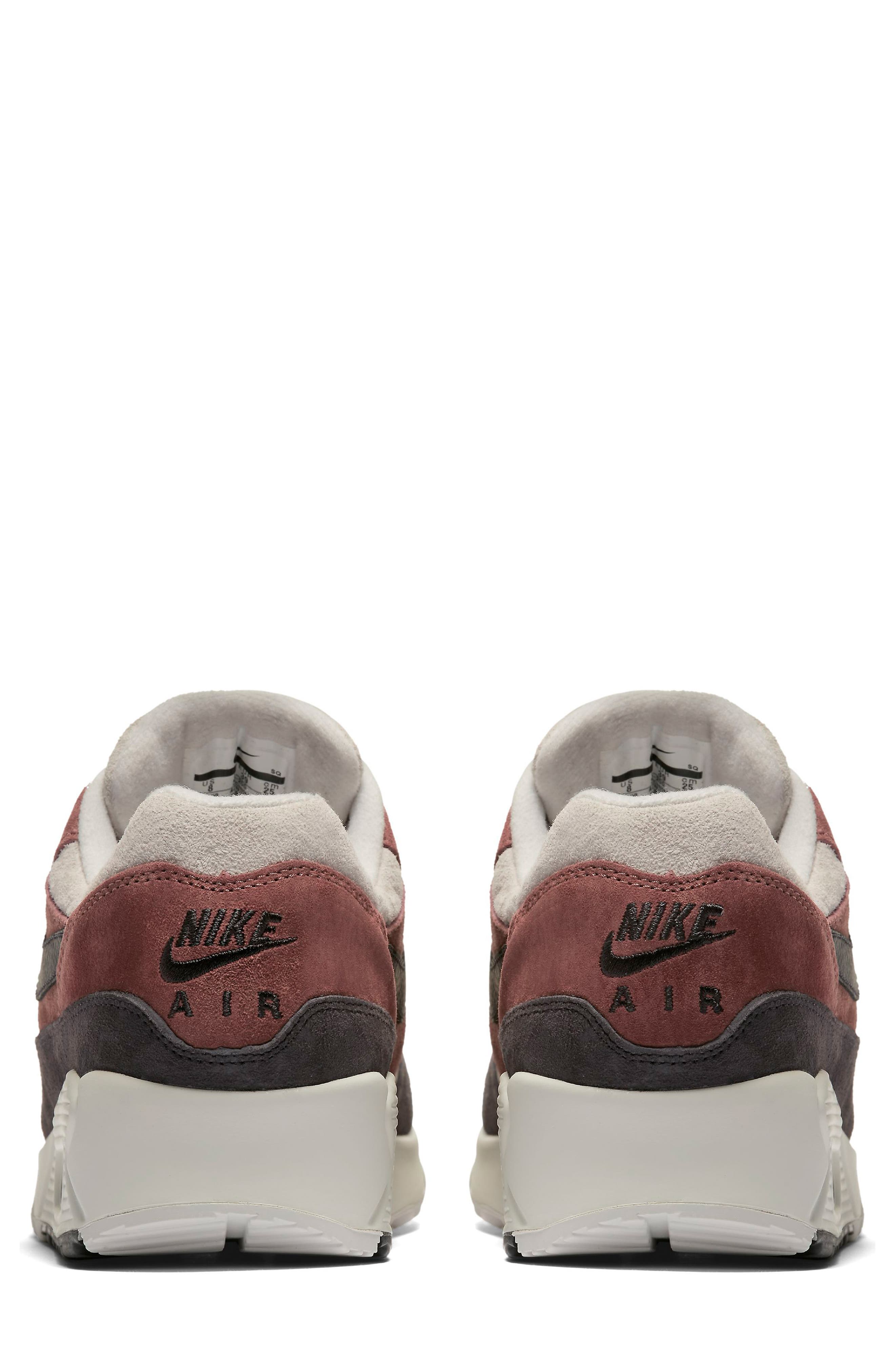 Air Max 90/1 Sneaker, Alternate, color, RED SEPIA/ OIL GREY-VAST GREY