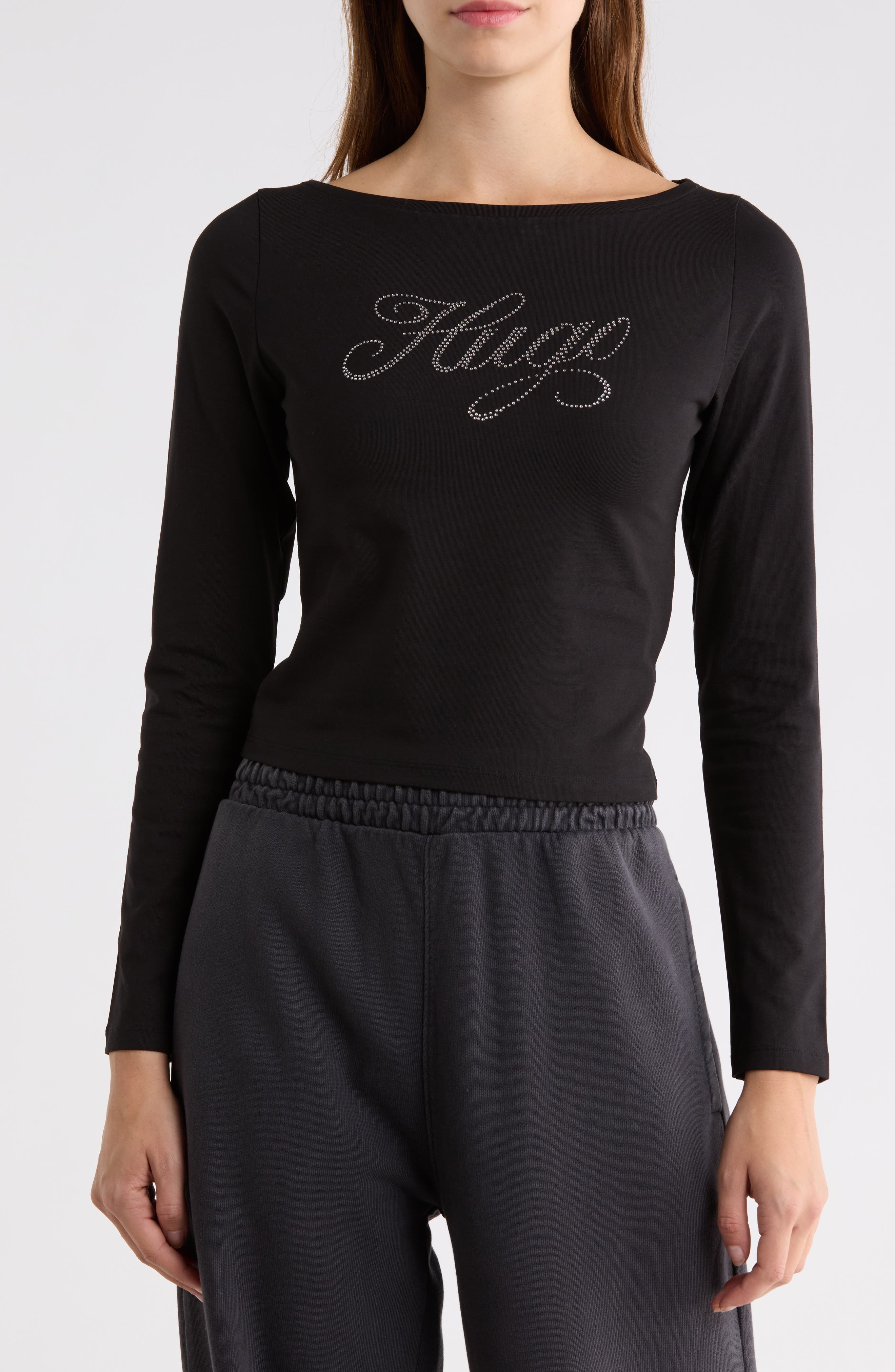 Dastja Crystal Logo Long Sleeve Top