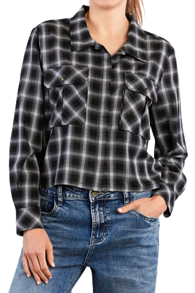 Lucky Plaid Button-Up Shirt, Main, color, SMOKE PLAID