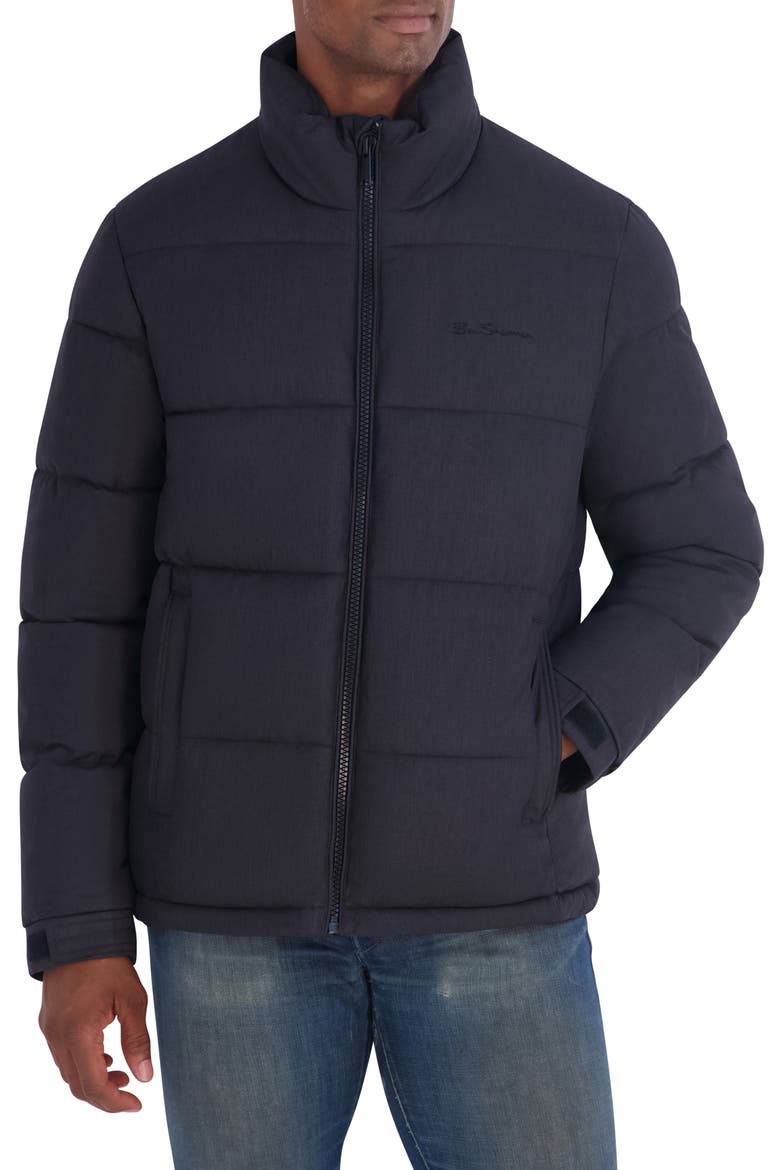 Quilted Puffer Jacket, Alternate, color, HEATHER BLACK