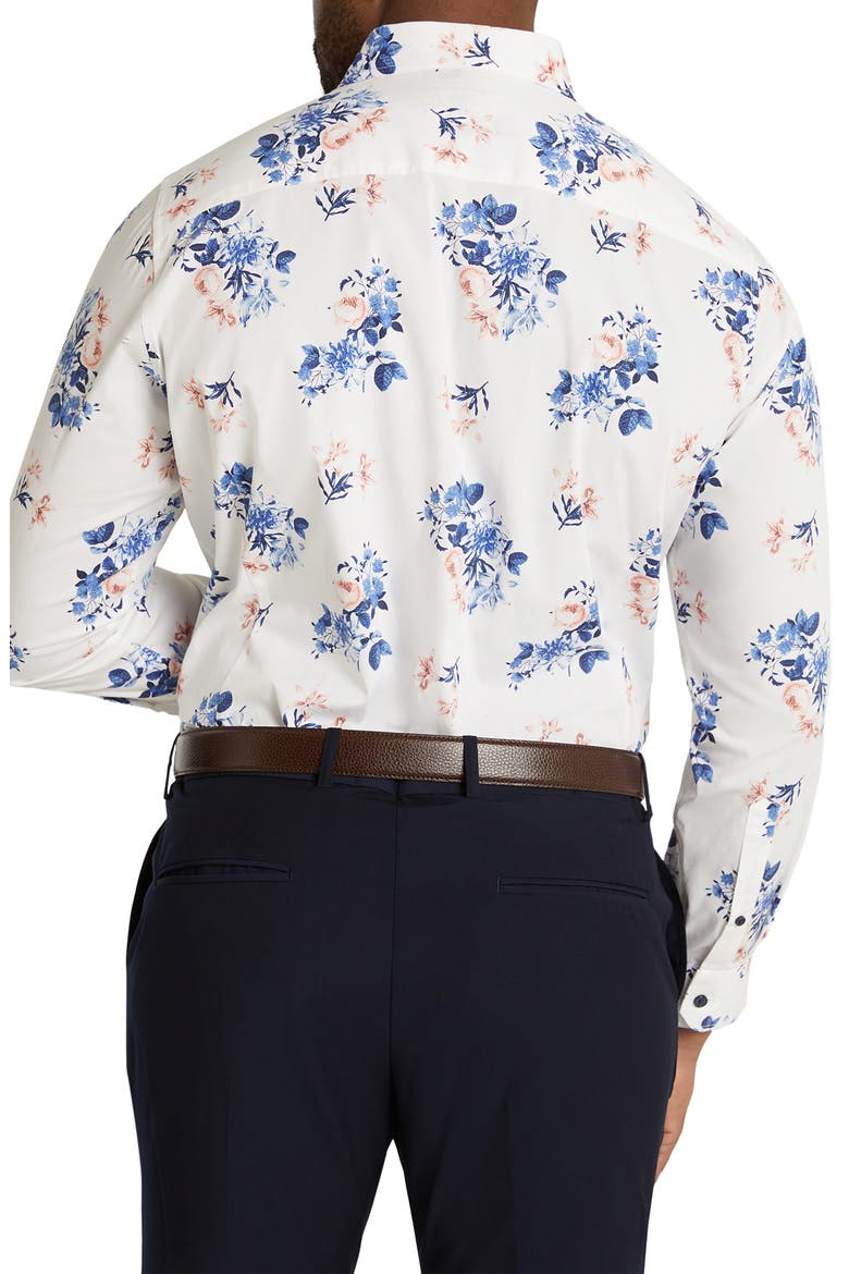 William Regular Fit Floral Stretch Cotton Button-Up Shirt , Alternate, color, WHITE/ PINK/ BLUE