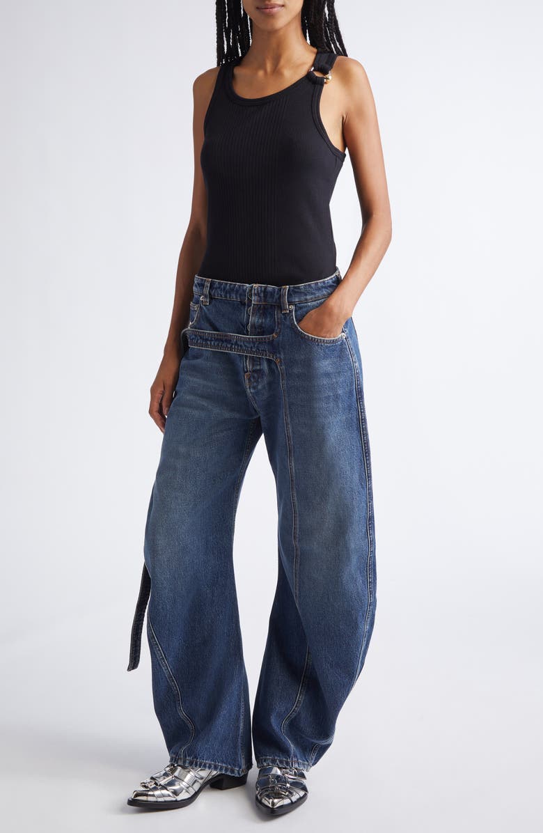 Jean Paul Gaultier Ring Detail Cotton Rib Tank, Alternate, color, Black