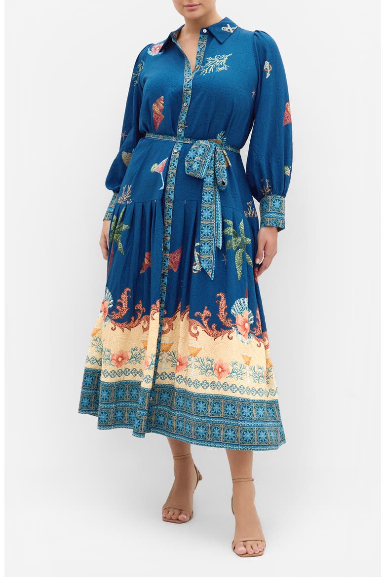 Ezra Mixed Print Long Sleeve Maxi Shirtdress, Main, color, NAVY SEA BDR