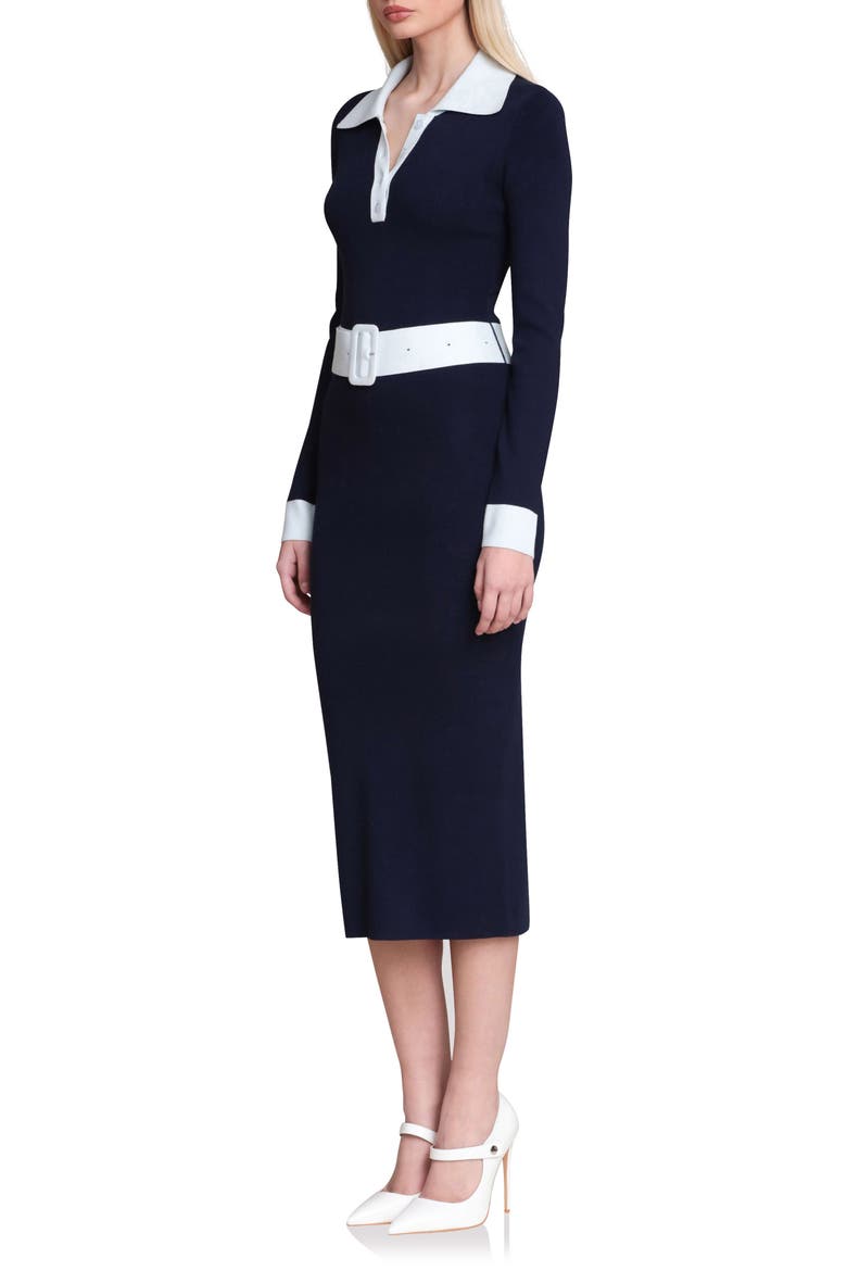 Long Sleeve Polo Dress, Alternate, color, NAVY COLORBLOCK