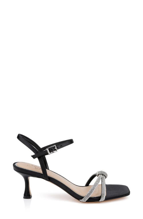 Jewel Badgley Mischka Maci Kitten Heel Ankle Strap Sandal In Black Satin
