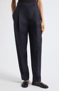 Róhe Daria Pleated High Waist Tapered Virgin Wool & Mohair Trousers