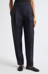 Róhe Daria Pleated High Waist Tapered Virgin Wool & Mohair Trousers