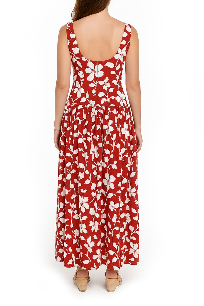 Floral Drop Waist Maxi Dress, Alternate, color, RED MULTI