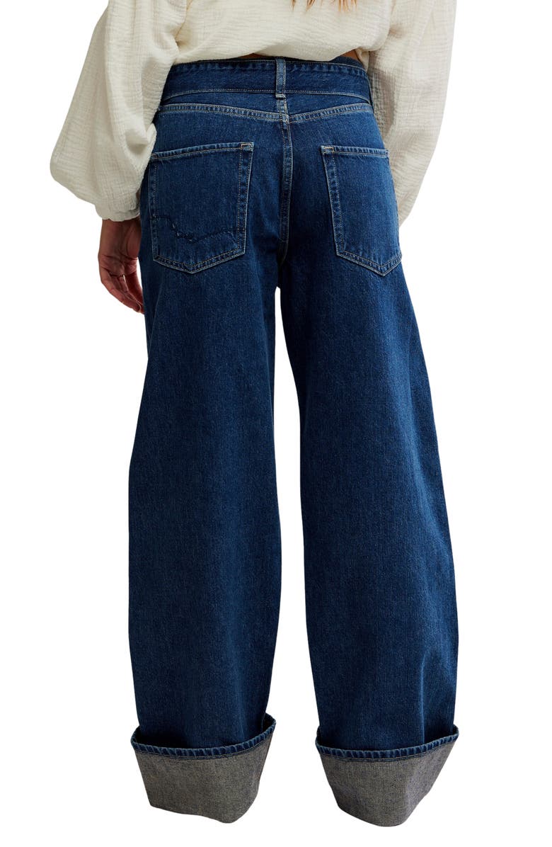 Free People East Bay Belted Cuffed High Waist Wide Leg Jeans, Alternate, color, Concord