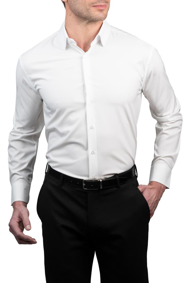 Nautica Solid Regular Fit Stretch Dress Shirt, Main, color, White