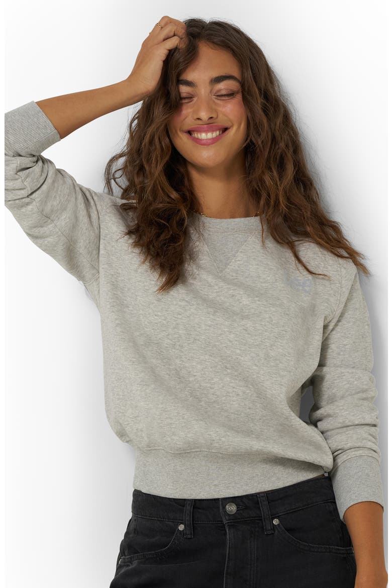 Crewneck Crop Sweatshirt, Alternate, color, WASHED GRAY HEATHER