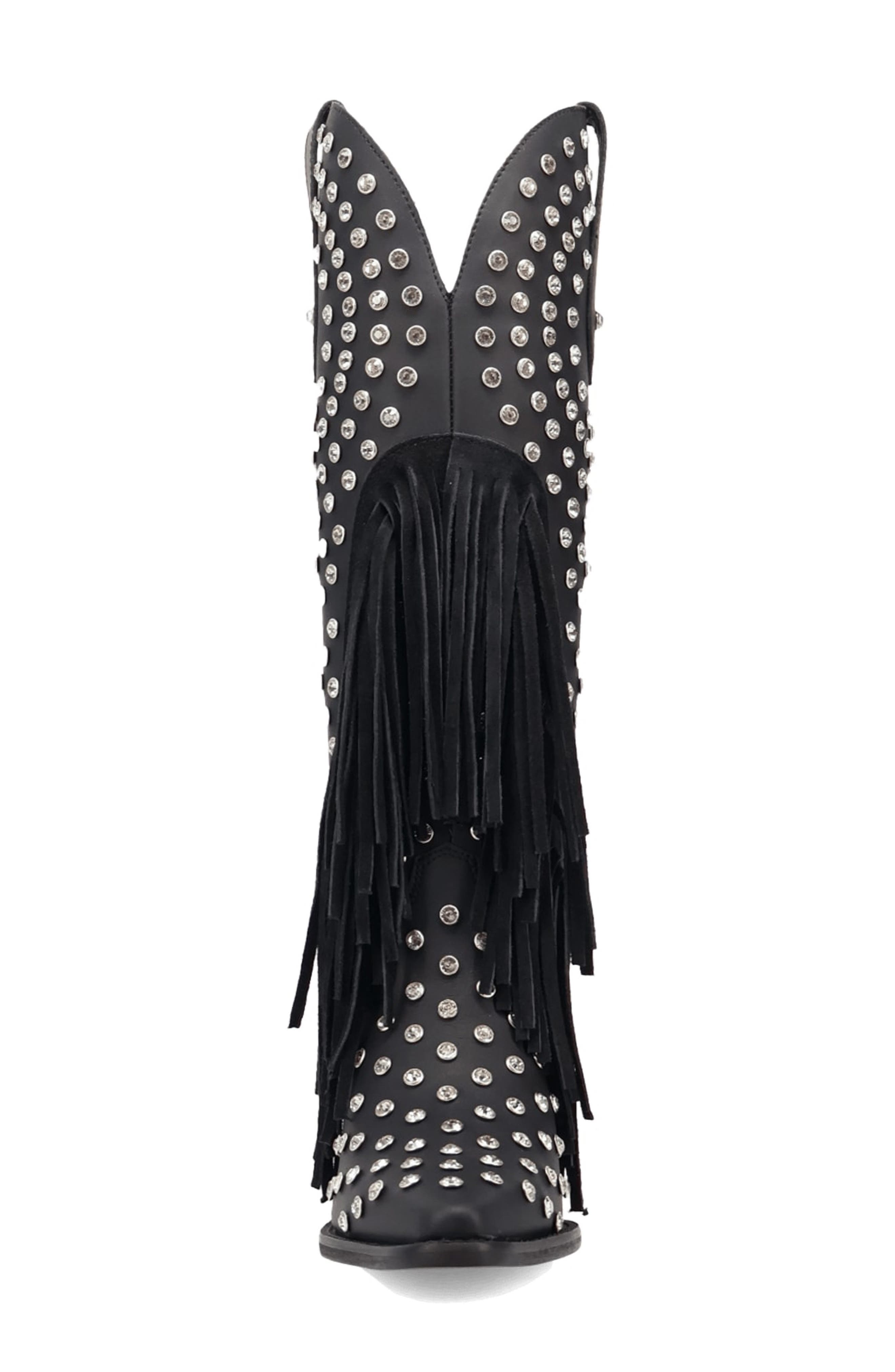 Dingo Show Pony Fringe & Rhinestone Western Boot, Alternate, color, Black