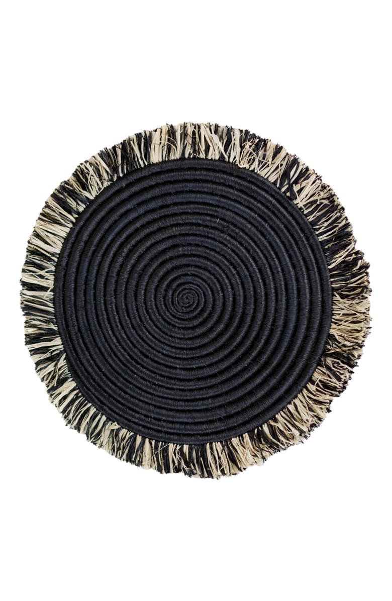 indego africa Raffia Fringe Placemat, Main, color, Natural
