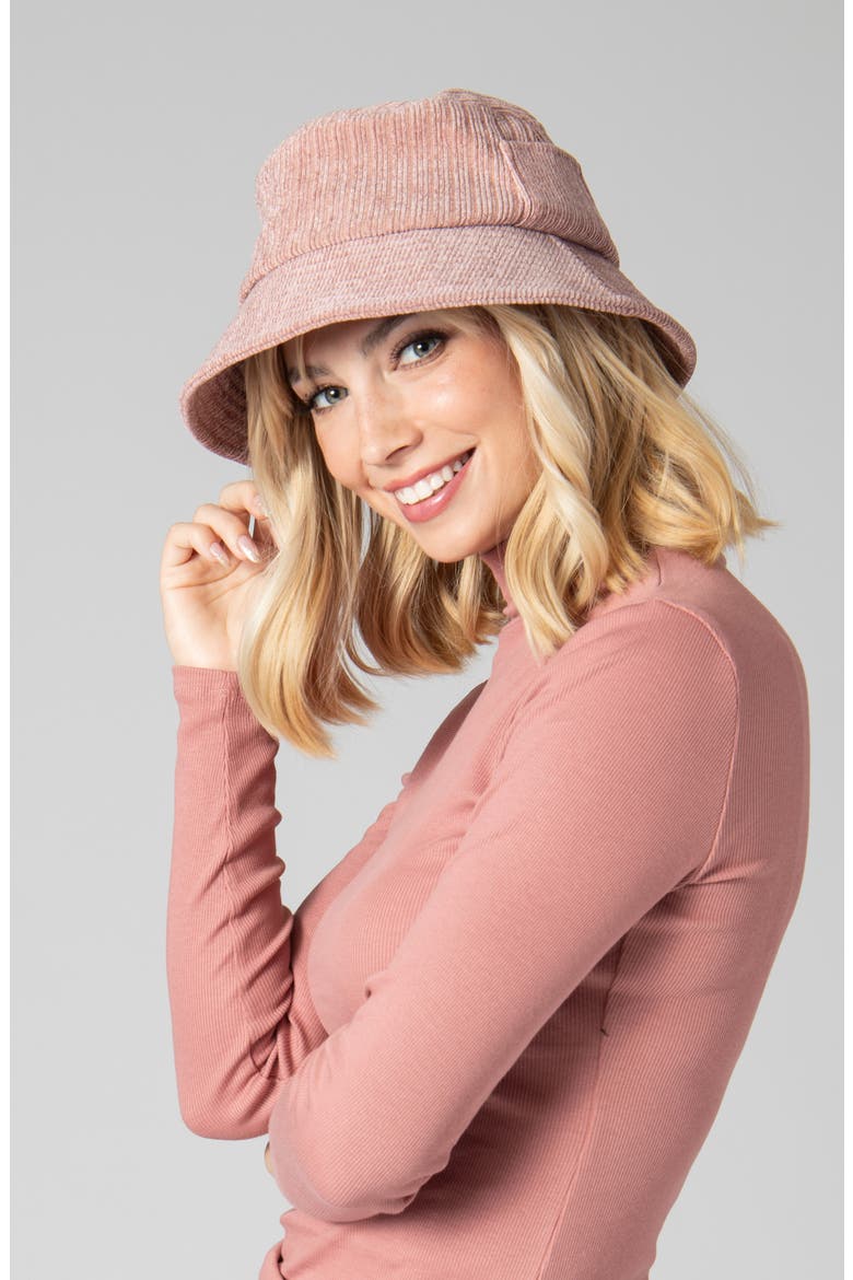 Side Pocket Corduroy Bucket Hat, Alternate, color, ROSE