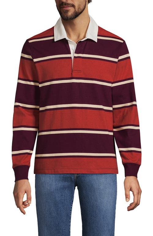 Lands' End Long Sleeve Rugby Shirt In Red