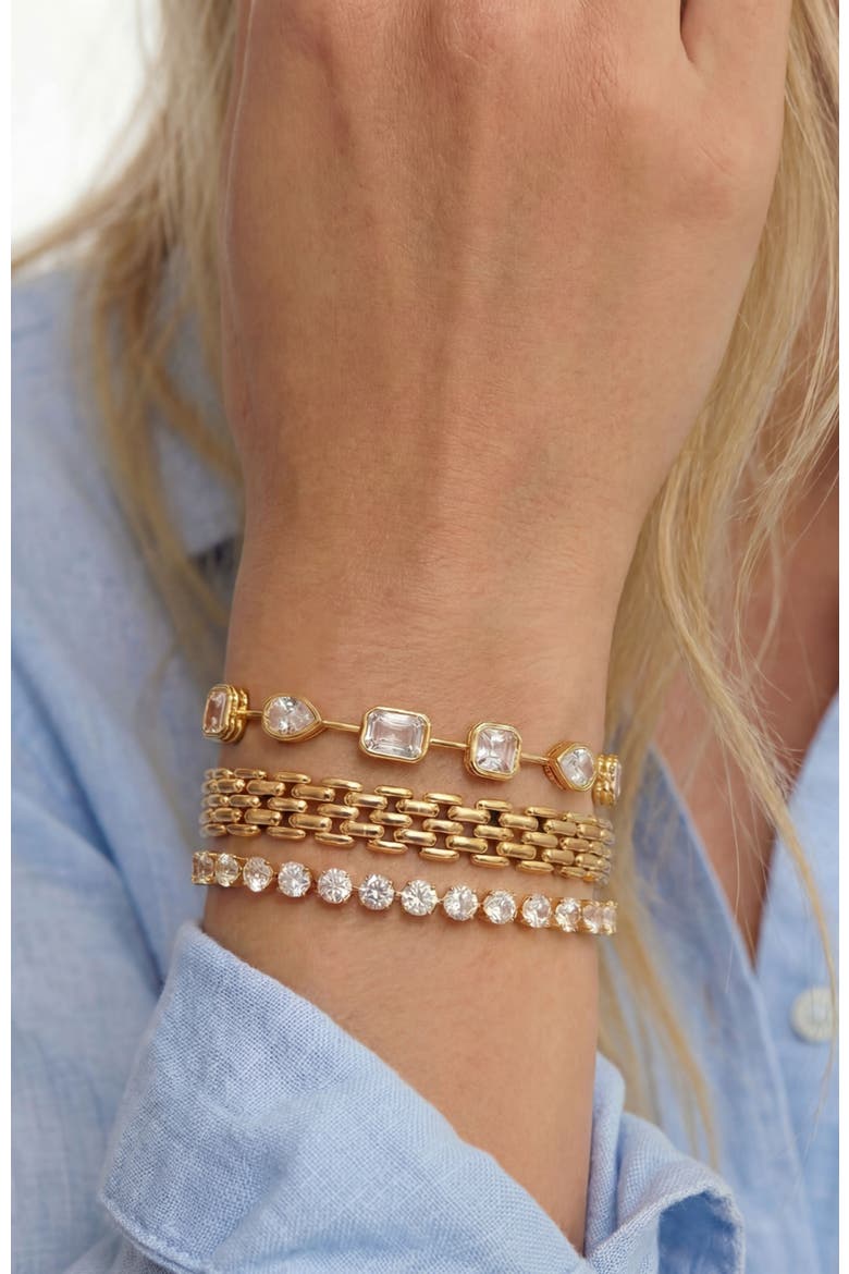 Naomie Bezel Set Tennis Bracelet, Alternate, color, Gold