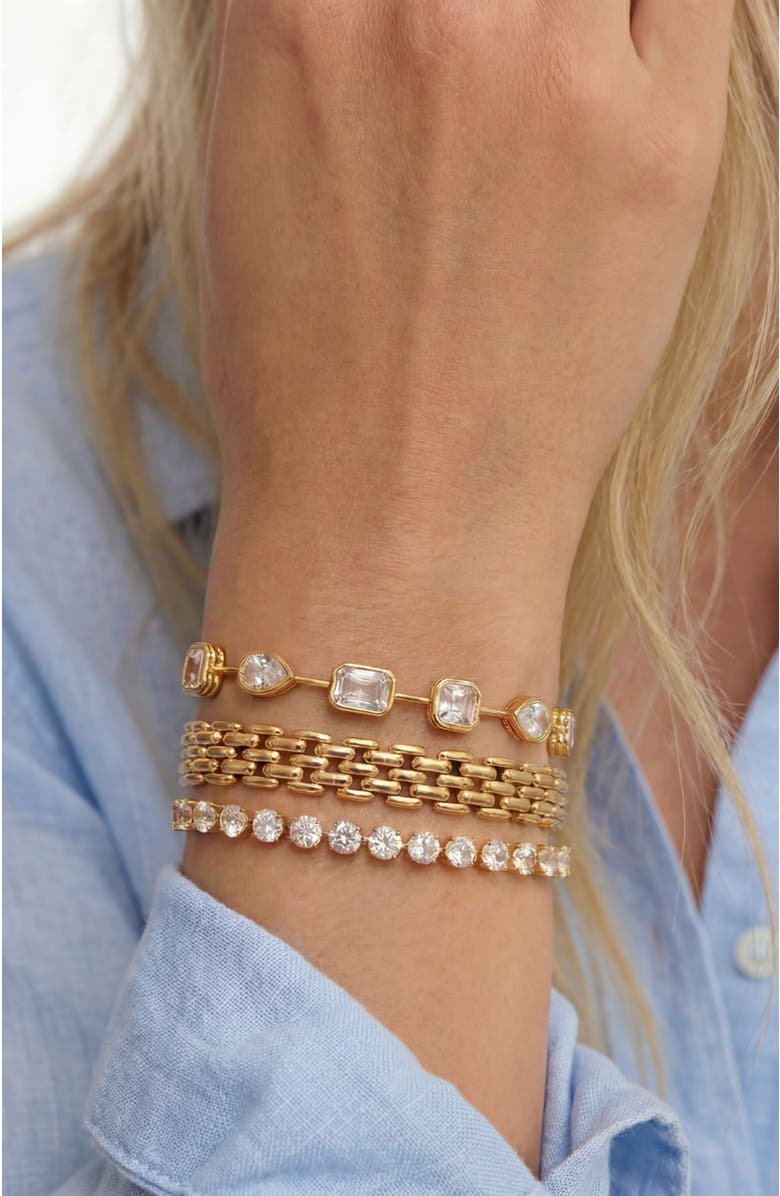 Stella & Dot Naomie Bezel Set Tennis Bracelet, Alternate, color, Gold