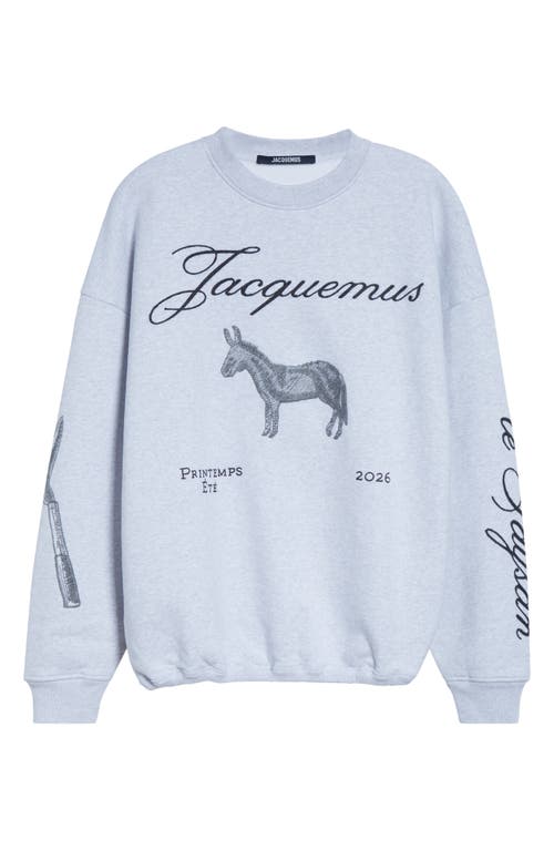 Jacquemus Le Sweatshirt Âne Embroidered Fleece Sweatshirt In Blue