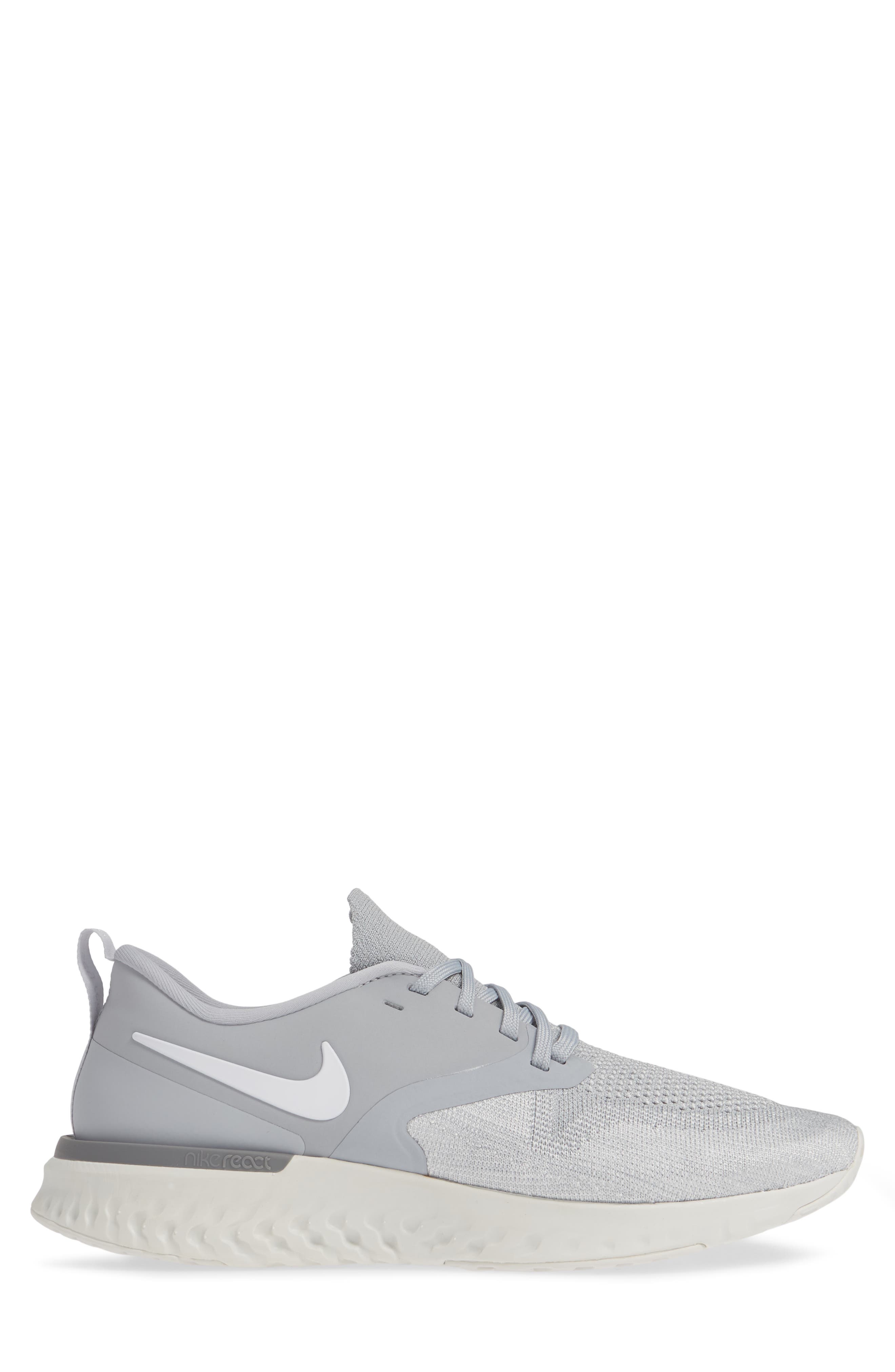 Odyssey React 2 Flyknit Running Shoe, Alternate, color, WOLF GREY/ WHITE/ PLATINUM
