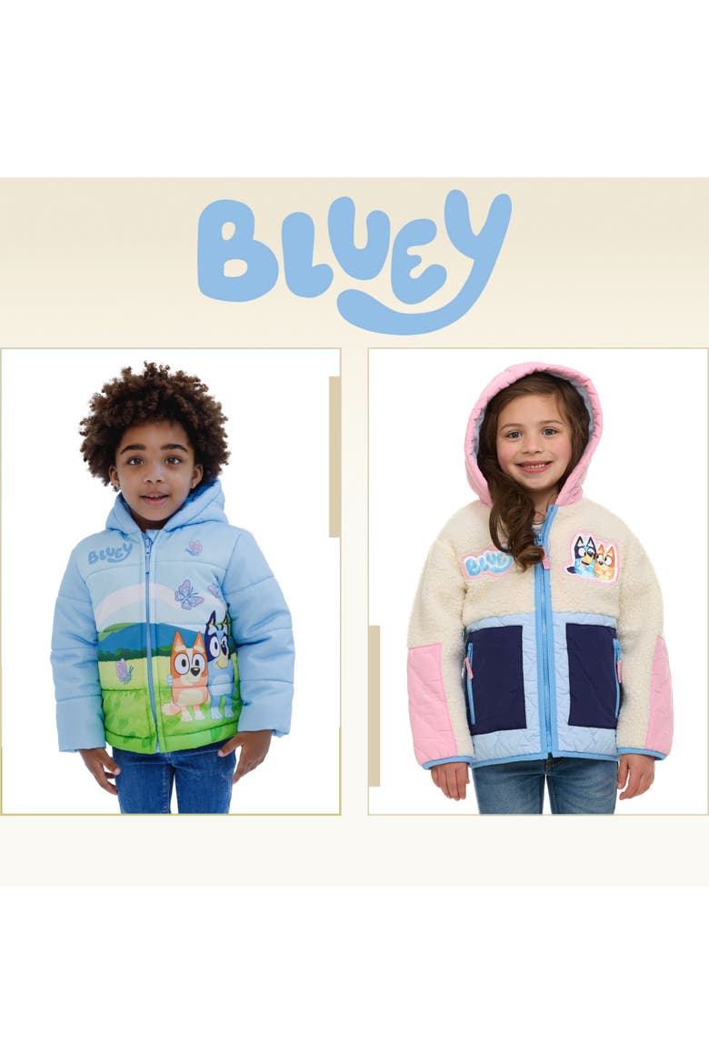 Hooded Zip-Up Puffer Jacket, Alternate, color, Bluey Bingo Sky Blue