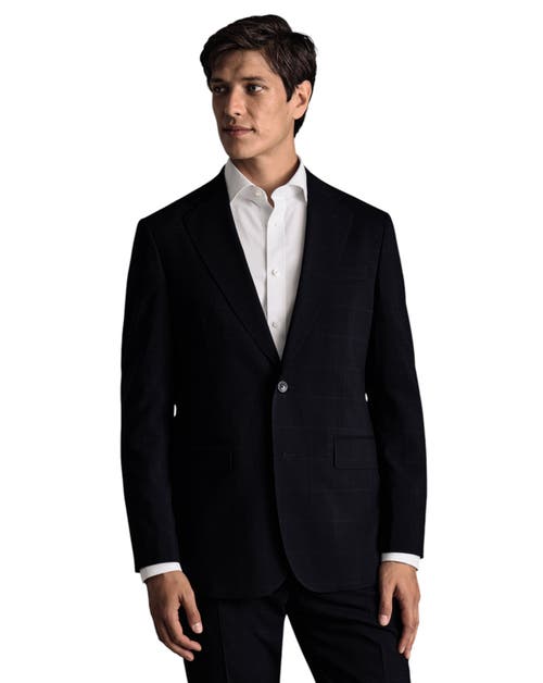 Charles Tyrwhitt Windowpane Slim Fit Jacket In Black