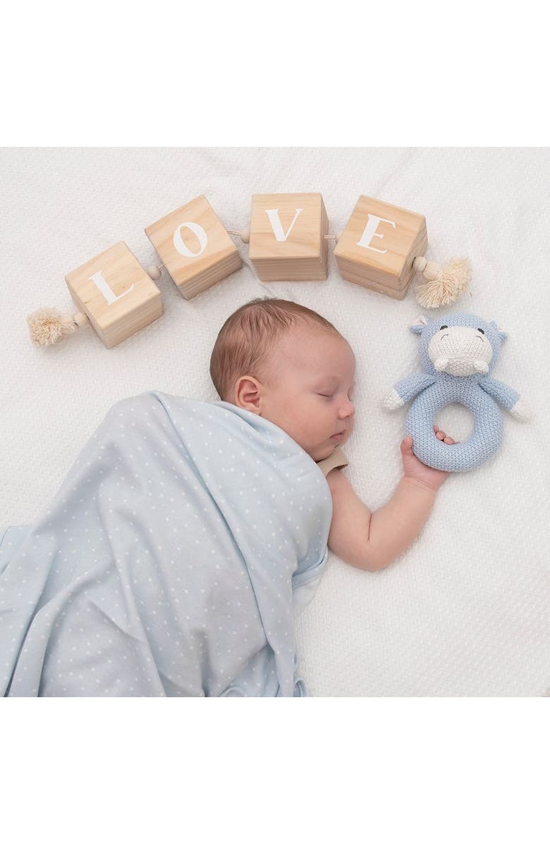 Living Textiles Whimsical Knit Rattle - Henry Hippo, Alternate, color, White